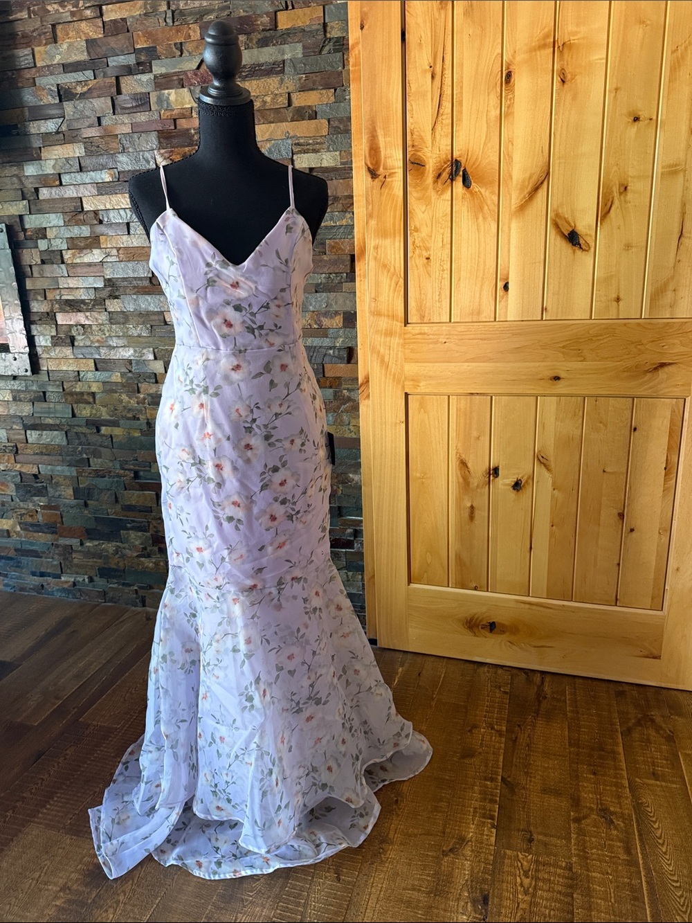 Lulu's Lavender Floral Cowl Neck Maxi Dress